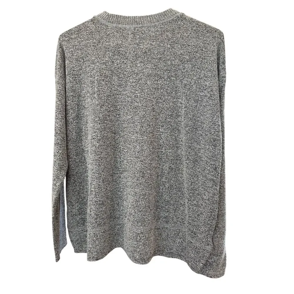 Lucky Brand Gray Heather Crew Neck Sweater XS Split Hem Marled Knit 7WC7008